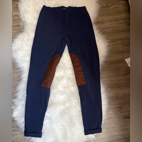 Polo by Ralph Lauren Kids Navy Leggings with Brown Patches - Picture 1 of 5